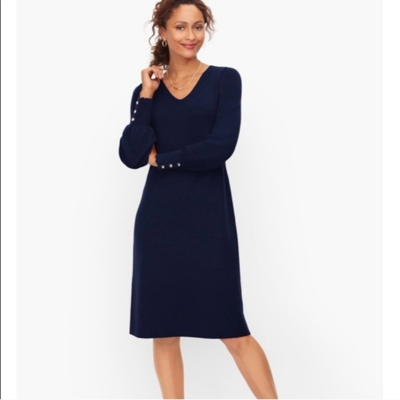 Talbots Dresses & Skirts - TALBOTS SOFT MERINO V-NECK SWEATERDRESS Navy Size XL